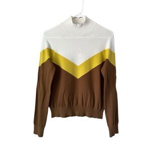 NEW OFFLINE By Aerie Chillside Ski Sweater size S White Brown Neon Yellow